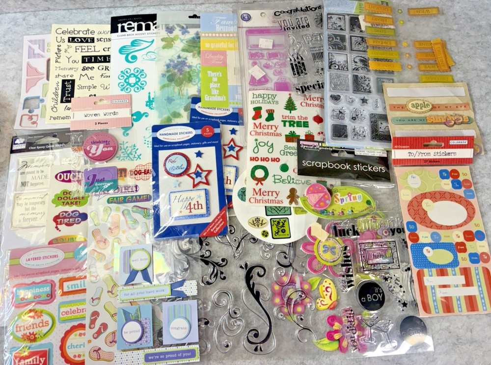 HUGE lot of vintage stickers and embellishments – Over 4 Pounds, Multiple Themes