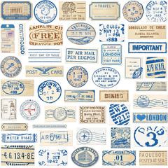 50 PCS Vintage Passport Stamp Stickers, Waterproof Retro Travel Vinyl PVC Sticke