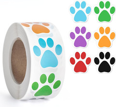 500PCS Dog Paw Print Stickers, 1 Inch Colorful Dog Stickers for Kids, Self-Adhes