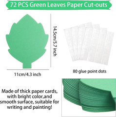 72Pcs Leaf Cutouts Paper, Green Leaves Die Cuts Leaves Shape Cut-Outs Fall Leaf