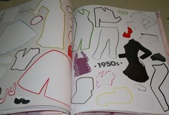 Used fashion sticker book, vintage fashions, some used, some unused stickers