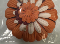 Flower Petals, Maroon, Orange & Ivory with Rhinestone Embelishment (B37)