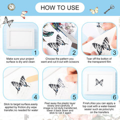 12 Sheets Rub on Transfers for Crafts and Furniture Rub on Transfer Stickers Dec