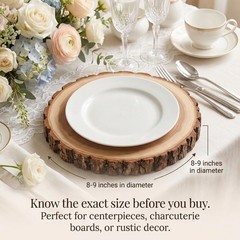 10 PCS 8-9 Inch Large Wood Slices for Centerpieces, with Table Number Holders…
