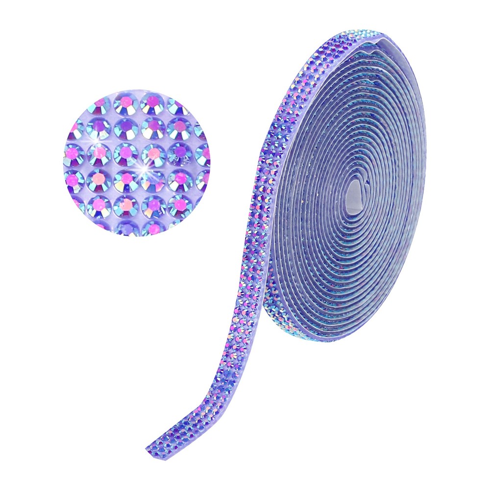 Self Adhesive Rhinestone Strips 3 Yards 0.24 Inch for Craft,Dark Purple AB