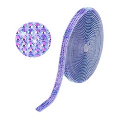 Self Adhesive Rhinestone Strips 3 Yards 0.24 Inch for Craft,Dark Purple AB