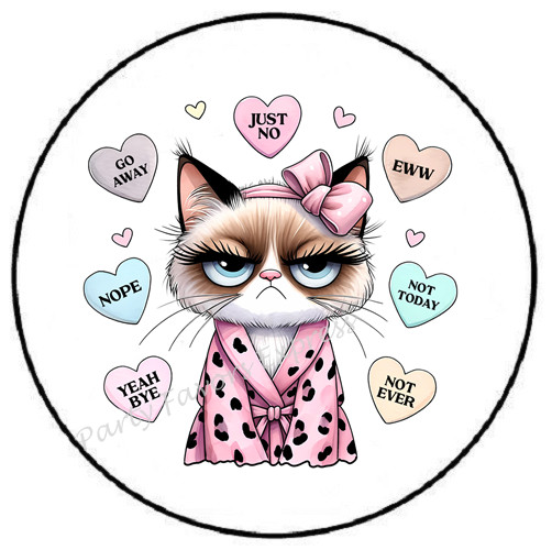 GRUMPY CAT WITH CANDY HEARTS ENVELOPE SEALS LABELS STICKERS PARTY FAVORS