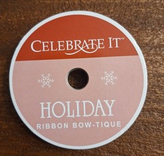 Celebrate It Holiday Ribbon Bow-Tique-3/8 inch by 3 yards-61% Metallic 39% Nylon