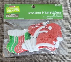 Santa Hat and Christmas Stocking Stickers (24 piece).