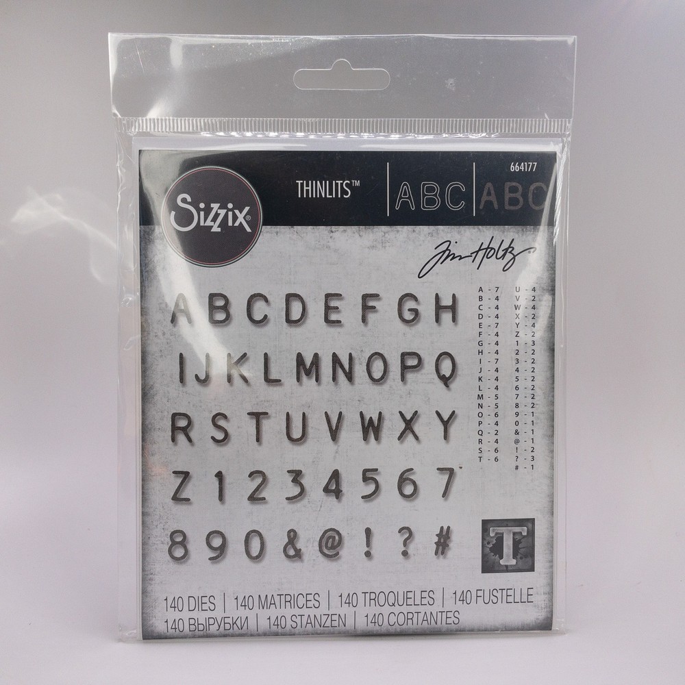 Sizzix Tim Holtz Alphanumeric Label Thinlits Die Set 664177 – 140 Pieces NEW