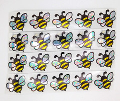 30 Yellow Black Silver Foil Bee Stickers/Scrapbooking/Crafts/Journals/Planner/1″