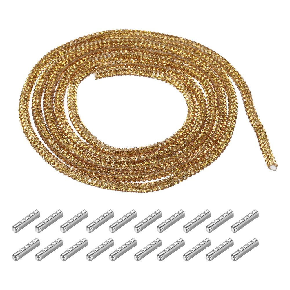 4mm x 1.2m Rhinestone Rope Crystal Rope Gold with Aglets