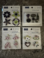 Karen Foster Grand Brads Lot of 4 Scrapbooking Embellishments Girl Tea Wine