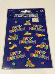 VTG AMSCAN Happy Hanukkah Stickers Decal Dreidel Toy 4 Sheets 15901 Fun NOS NEW