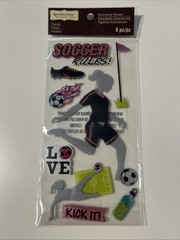 Recollections Girls Soccer Rules Goal Kick Ball Flags Player Cleat Shoes Sticker