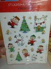 2 Peanuts Snoopy Woodstock Charlie Brown Christmas Stickers Heartline reusable