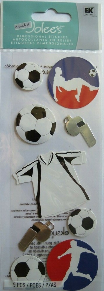 JOLEE’S BOUTIQUE SOCCER BALL SHIRT 9 PC STICKERS SCRAPBOOK CRAFT TEAM SPORTS