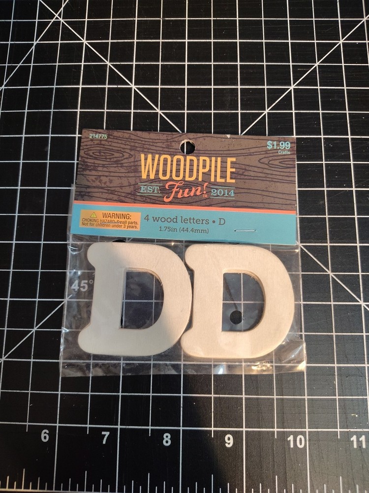 Hobby Lobby Woodpile 1.75” Wood Letters (4 Pieces Of Letter D) Still Sealed New