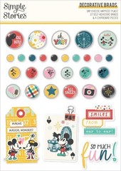 Decorative Brads SS Say Cheese Happiest Place Disney Mickey Minnie Smiles Fun!