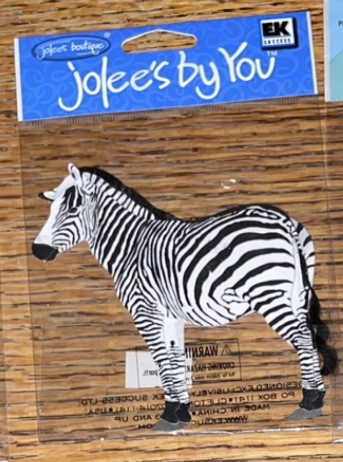 RARE Jolees Zebra African Equines Zoo Safari Jungle Animals 3D Scrapbook Sticker