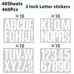 460 Pcs 3 Inch Large Letter & Number Stickers for Mailbox, Signs, Windows, Cars