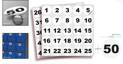 White Number Stickers 1 to 50 – 1.5-inch Vinyl Decals for Organization