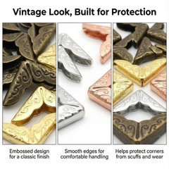 100 Pcs Vintage Metal Book Corner Protectors Decorative Corner Guards for Albums