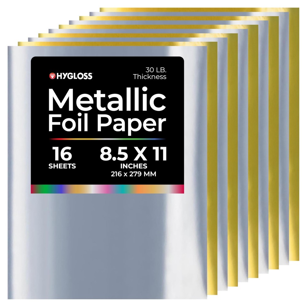 Hygloss Metallic Paper – 8.5″ X 11″, 8 Gold & 8 Silver – 16 Sheets