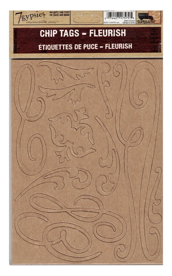7 Gypsies, Chipboard Tags, Chipboard Embellishments, Flourish, Accents Chipboard