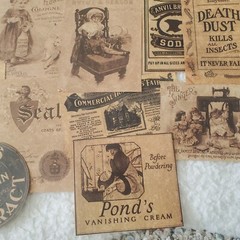 Ephemera Lot 38 Pieces Brown Paper Style Ads ScrapBooking Collectible Decor