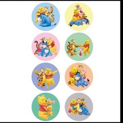 40 PCs Round 1” Winnie The Pooh Stickers Tigger Eeyore Teachers Kids Reward