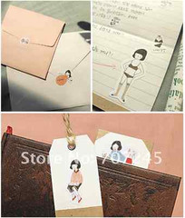 #37 cute paper doll pencil cartoon pvc stickers notebook diary decoration