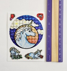 Vtg Unicorns Stickers Prism Night Sky Circle Vending baby hearts