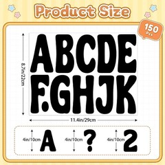150 PCS Letter Stickers Bulletin Board Letters 12 Sheets Large Alphabet Number S