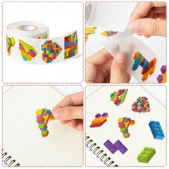 1000Pcs Block Stickers for Kids, 2 Roll Colorful Bricks Paper Self Adhesive H…