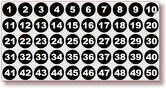 Black Number Stickers 1-50 Set – 1-Inch Vinyl, Waterproof for Organizing