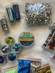 Lot of Various Brands GLITTER-CONFETTI-GEMS-SEQUIN-GLITTER-BRADS some vintage