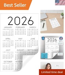 Chic -At-A-Glance Calendar Sticker for 2026 | 6×9 Removable Design