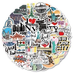 50 PCS New York Travel World Stickers NYC City Stickers Vintage Waterproof Vinyl