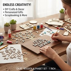 Wooden Letters for Crafts, 1 Inch Unfinished Capital Wooden Alphabet Letters&…