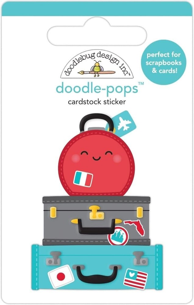 DOODLEBUG DOODLE-POPS 3D STICKERS – GET PACKIN – 2.5″ x 3.75″ – SUITCASES
