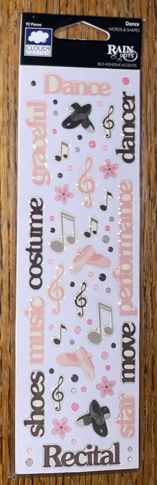 CLOUD 9 By Fiskars Epoxy Rain Drop ~Ballet Recital~ Dance 3D Scrapbook Stickers