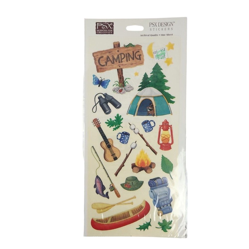 Camping-Themed PSX Design Art Stickers Sheet NIP