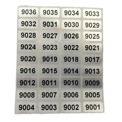 Black on Silver Labels, Consecutive Sequential Numbering Stickers 1000