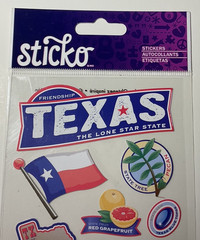 🤠Sticko Texas Stickers 52-00722 EK Success 2013 Scrapbook Travel Icons 12PC