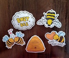 STICKERS x 5 Honey Bee Happy Apiculture Beehive Cartoon Large Sticker BEE5