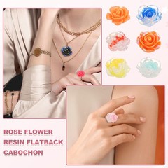 20mm Resin Rose Flatback Charms, 40 Pcs Cabochon Embellishment, Mixed Colors