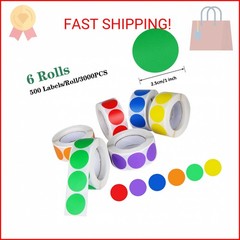 6 Colors 3000 Pieces Dot Stickers Color Code Circle Stickers Can Writing 1 Inch