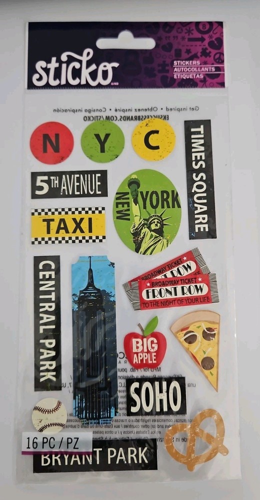 Sticko eksuccess BIG APPLE NYC stickers, 16 pieces in package