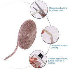 Rhinestone Ribbon Light Pink Self Adhesive Rhinestone Strip 0.2″ x 3 Yard